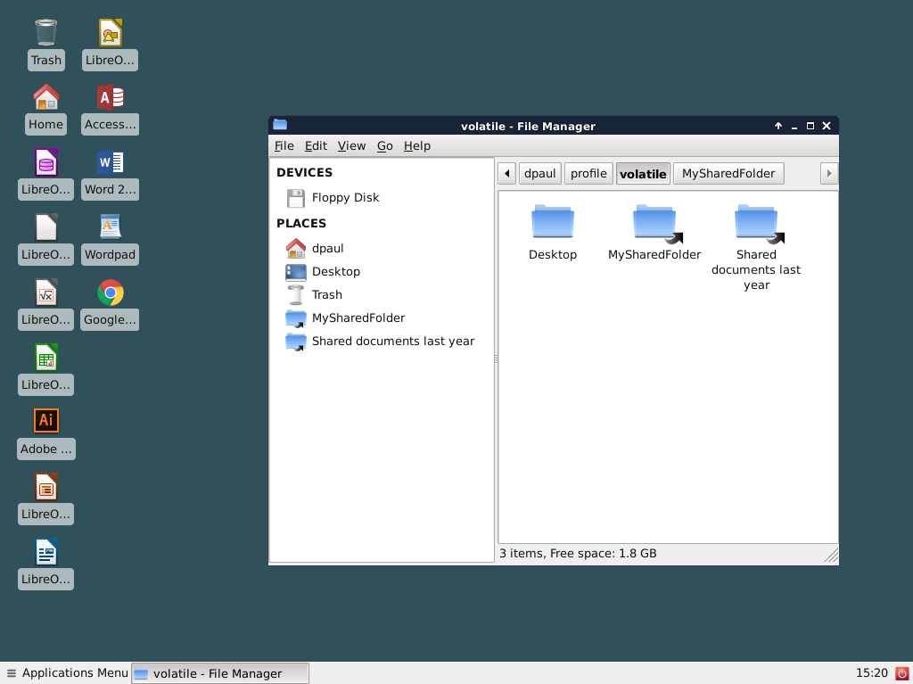 linux virtual machine shared folder